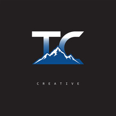 TC Creative Mountain Logo – Bold Gradient Letter mark Branding Design for Business & Outdoor Brands