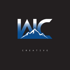 WC Creative Mountain Logo &ndash; Bold Gradient Letter mark Branding Design for Business & Outdoor Brands