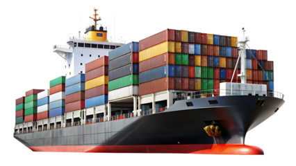 Cargo ship container vessel isolated -  on white background png AI