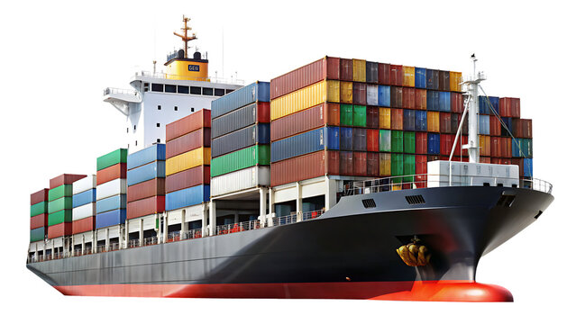 Cargo ship container vessel isolated -  on white background png AI