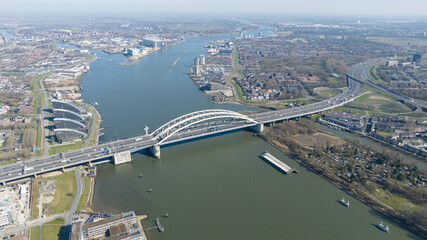 Van Brienenoordbrug, need of rennovation, traffic infrastructure, maintenance, aerial photo. Rotterdam, The Netherlands.