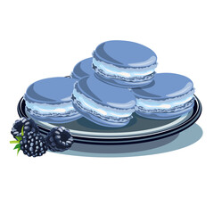 macaroons blackberry cookies on a plate