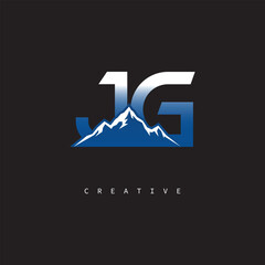 JG Creative Mountain Logo – Bold Gradient Letter mark Branding Design for Business & Outdoor Brands