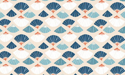 Geometric Japanese Style Folding Fan (Sensu) Pattern