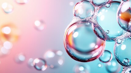 Close-up view of iridescent bubbles, showcasing the beauty of water droplets interacting with light, creating mesmerizing patterns in vibrant colors.