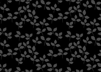 monochrome background with foliage seamless pattern.