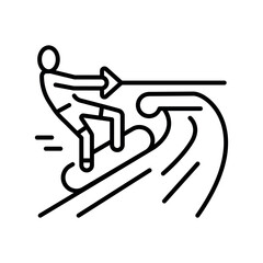 wakeboarding black line icon for digital and print projects.