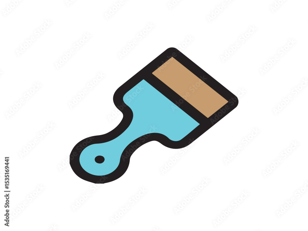Poster the image shows a simple and stylized vector illustration of a paintbrush. the handle is light blue 