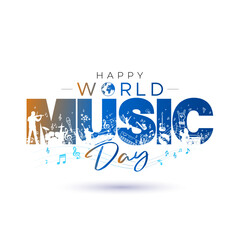 Naklejka na ściany i meble Happy world music day. Celebration background and concert theme illustration.