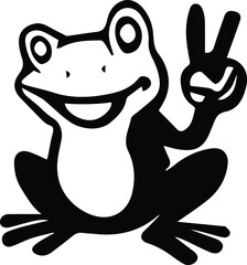 frog Peace Sign on white background