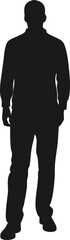 Full body male silhouette standing in casual attire silhouette