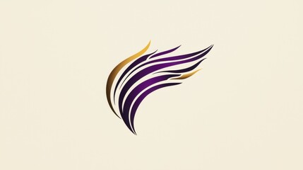 Obraz premium Elegant logo design featuring graceful flowing lines in purple and gold on a light background