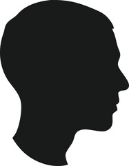 Profile view male head silhouette in simple style