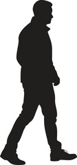 Walking man silhouette in casual attire silhouette