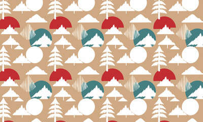 Modern Style Abstract Forest Landscape Pattern