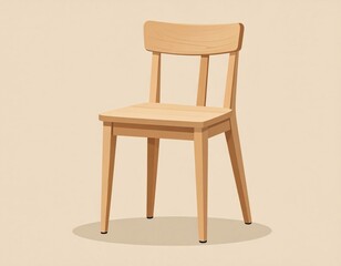 Fototapeta premium Simple Light Wood Pixel Art Chair On Beige Background