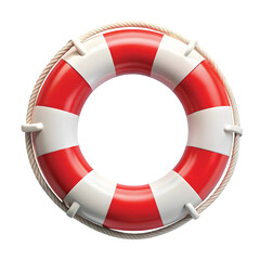 Lifebuoy Ring: A red-and-white lifebuoy ring, crisp detail, beach safety PNG