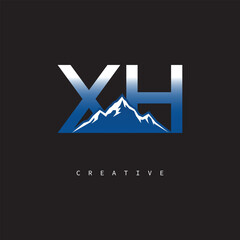 XH Creative Mountain Logo – Bold Gradient Letter mark Branding Design for Business & Outdoor Brands