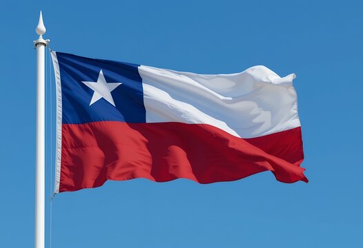 Flag of Texas waving in the clear blue sky symbolizing pride and state identity
