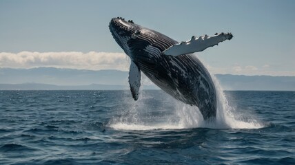 Humpback whale leaping from the ocean (1)