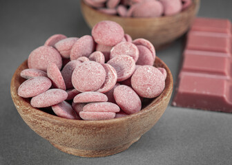 Pink chocolate drops, ruby ​​chocolate chips