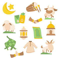 Flat Design Eid Al-Adha Celebration and Islamic Holiday Related Illustration