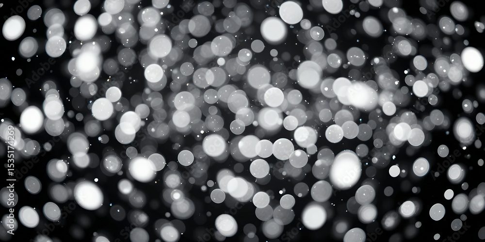 Poster abstract black and white bokeh light background with blurred circles in varying sizes
