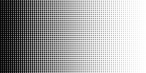 Set of halftone dots gradient pattern texture isolated on white background. Straight dotted spots using halftone circle dot raster texture. Vector blot half tone collection.