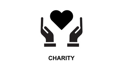 Obraz premium Charity Concept. Hands Holding A Heart Editable Stroke Outline Icon Isolated On White Background Flat Vector Illustration Vector Icon Isolated On White Background