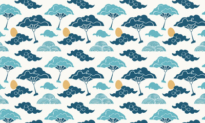 Traditional Japanese Style Nature Landscape Pattern