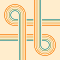 Abstract background of rainbow groovy Wavy Line design in 1970s Hippie Retro style. Vector pattern ready to use for cloth, textile, wrap and other.