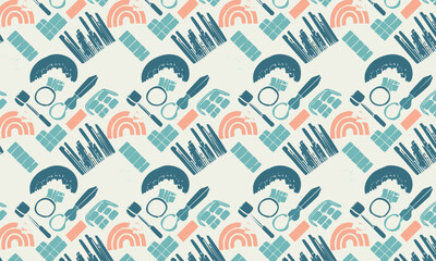 Abstract Art and Craft Supplies Seamless Pattern