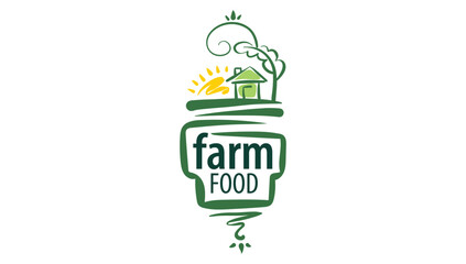 Vector logo of farm products, hand-drawn