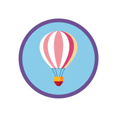 Obraz premium Scenic Hot Air Balloon Ride Vector Graphic For Travel And Festival Themed Logos