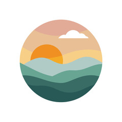 Fototapeta premium Beautiful Misty Sunrise Over Hills Vector Clipart For Serene And Peaceful Designs