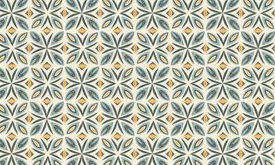 Modern Geometric Floral Pattern in Mid-Century Style