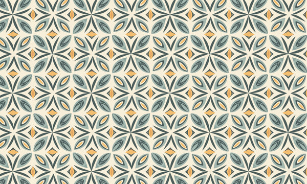 Fototapeta Modern Geometric Floral Pattern in Mid-Century Style