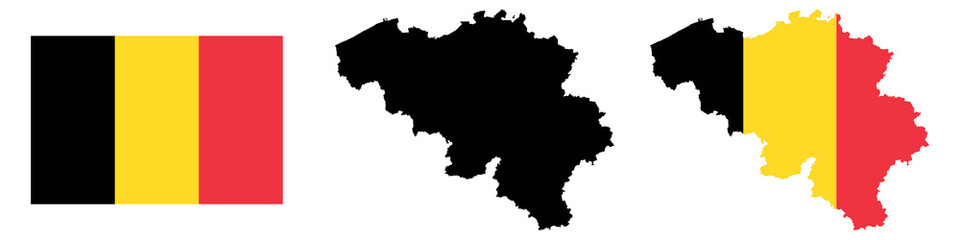 Belgium flag and map vector illustration