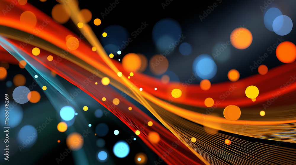 Aufkleber abstract light trails: dynamic, vibrant light trails in shades of red, orange, and blue, creating a 
