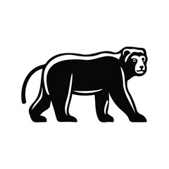 Obraz premium Bold black and white illustration of a walking bear perfect for logos and design assets.