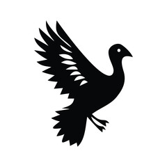 Obraz premium Elegant black and white silhouette of a soaring bird representing peace and freedom