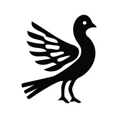 Fototapeta premium Elegant minimalist vector illustration of a stylized black bird icon with spread wings.