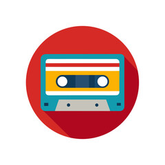 Fototapeta premium Old School Cassette Tape Vector Logo Icon in a Circle