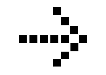 方向を示すシンプルな矢印のドット風アイコン