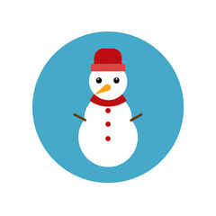 Classic Snowman Vector Logo Icon Clipart in a Circle
