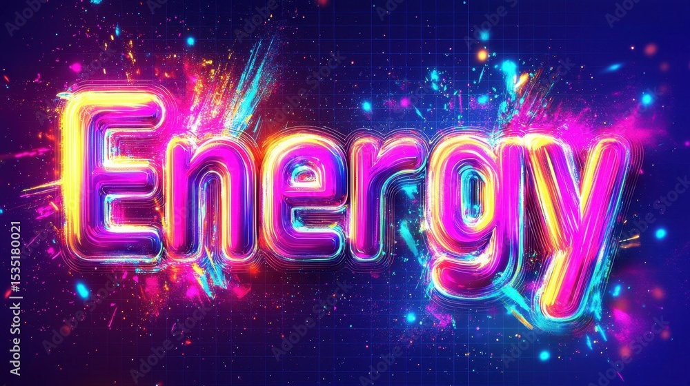 Poster vibrant abstract representation of energy with colorful light patterns and effects in a digital art 