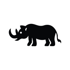 Obraz premium Simple black silhouette of a rhinoceros animal isolated on a clean white background