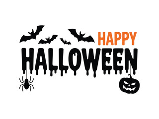 Halloween Party Vector Design: Pumpkin, Witch, Spiders and Bats
