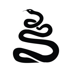 Obraz premium Simple black snake silhouette illustration on white background perfect for logo design and branding.
