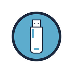 Modern USB Flash Drive Vector Logo Icon Clipart in a Circle
